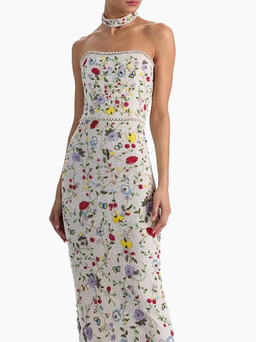 Georgie Embellished Strapless Beaded Gown & Collar by Alice & Olivia - Picture 4 of 8